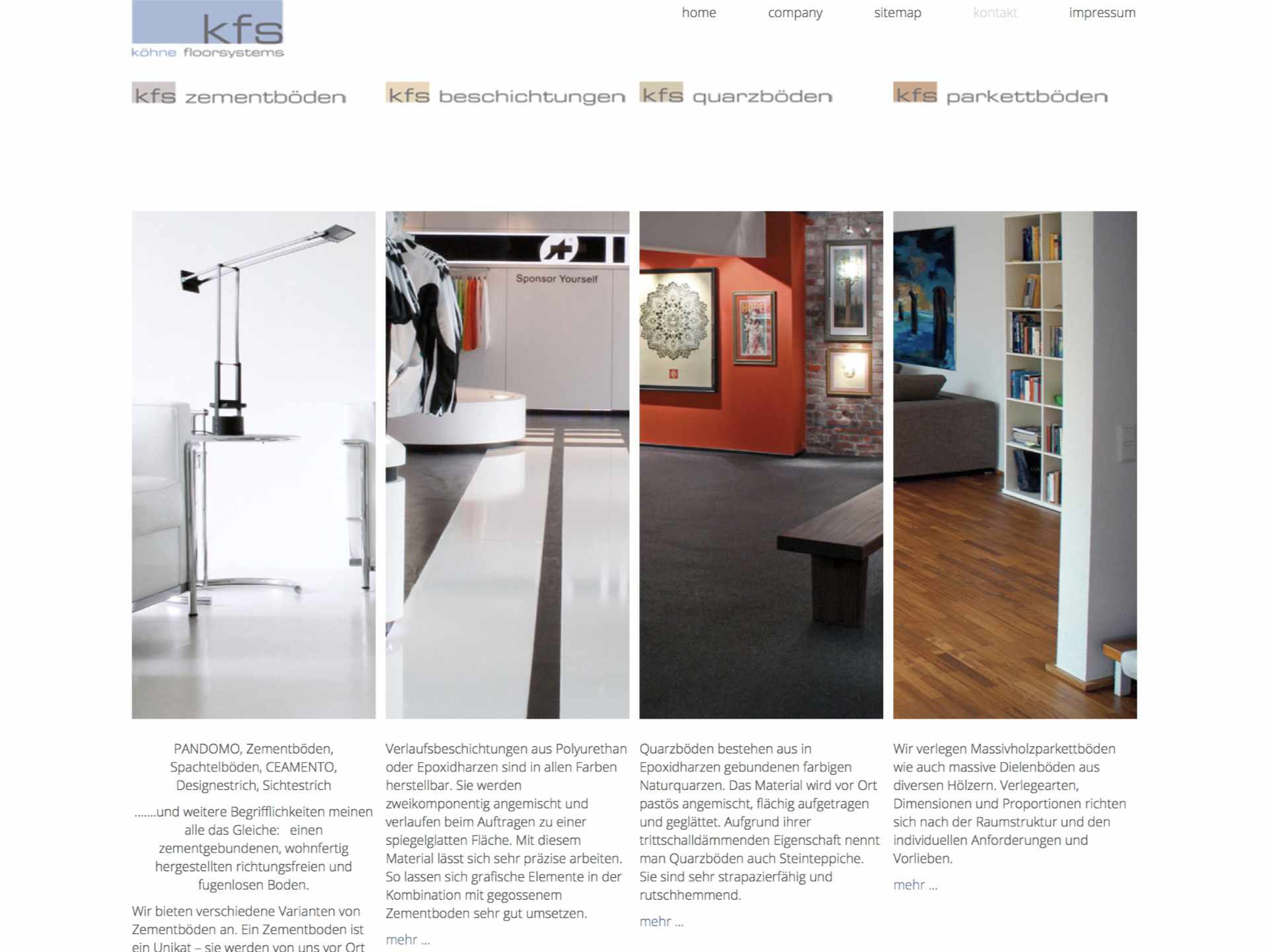 Webdesign Beispiel für Industrie - kfs köhne floorsystems