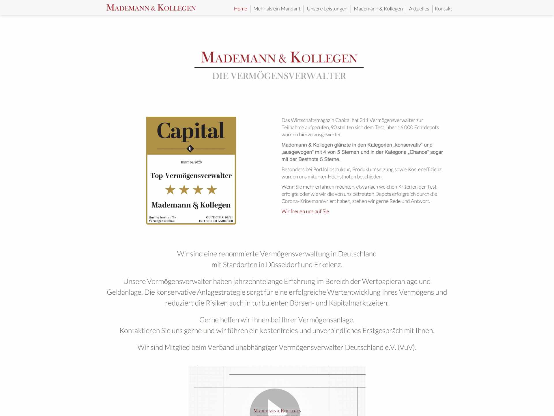 Webdesign Beispiel für Finance - Mademann & Kollegen