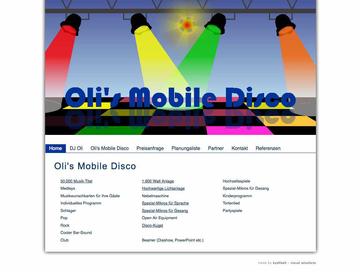 Webdesign Beispiel für Service - DJ Oli