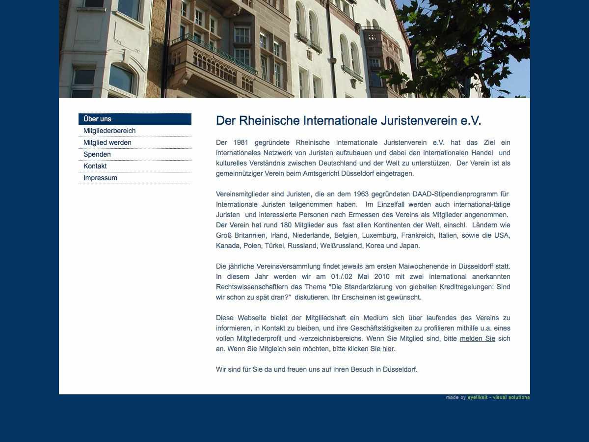 Webdesign Beispiel für Service - Rheinischer Internationaler Juristenverein e.V.Webdesign Beispiel für Service -